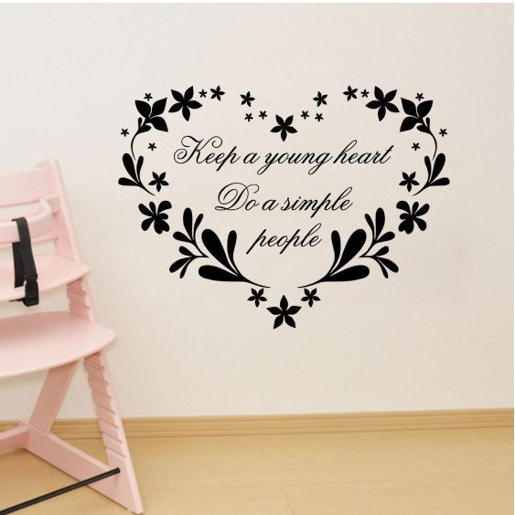 Wall Stickers Removable Keep Young Heart Simple Living Room Decal Art Decor