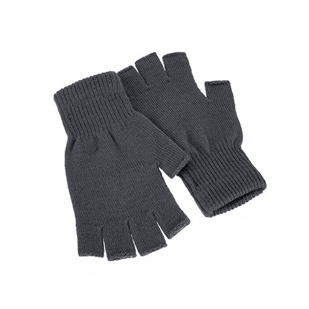 Winter Fingerless Gloves Open Finger Black Soft Warm Knitted Glove Unisex Mitten