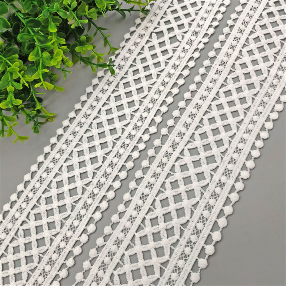 1 Yard Black White Hollow Floral Embroidered Lace Trim Ribbon DIY Apparel Sewing