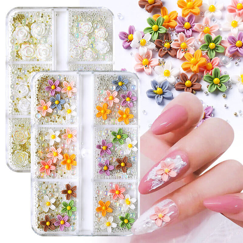 3D Nail Gems Nail Jewelry Nail Camellia Flower Mix Beads Nail Art Accessories