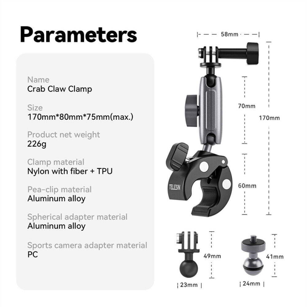 360° Camera Bike Mount Motorcycle Handlebar Clamp Holder for GoPro Insta360 DJI