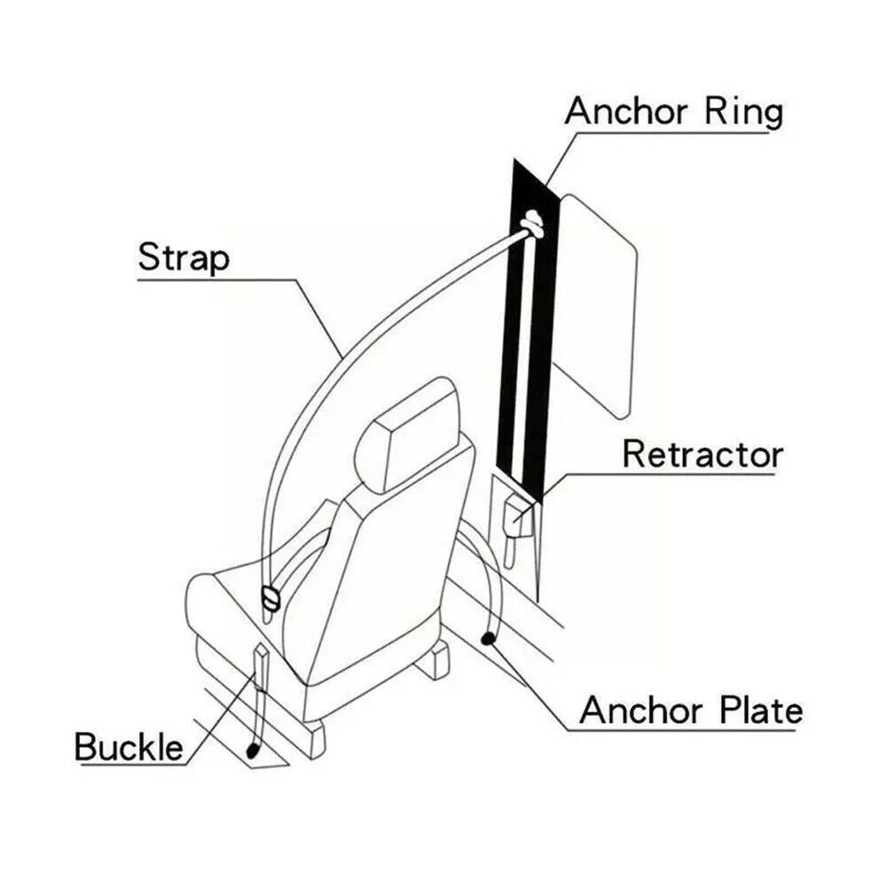 Universal 3-Points Safety Seat Belt Seatbelt Strap Retractor Grey Suit to Toyota