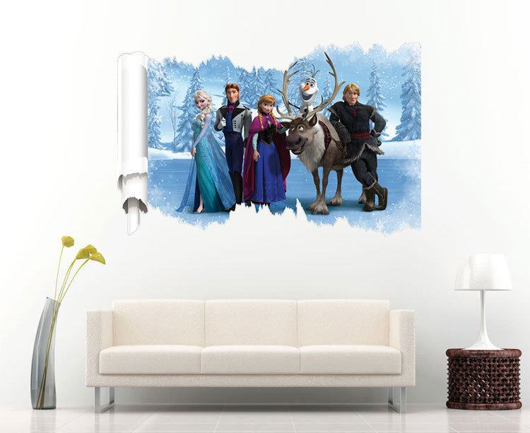 3D Frozen Elsa Anna Wall Stickers Removable Broken Wall Kid Girl Room Decal