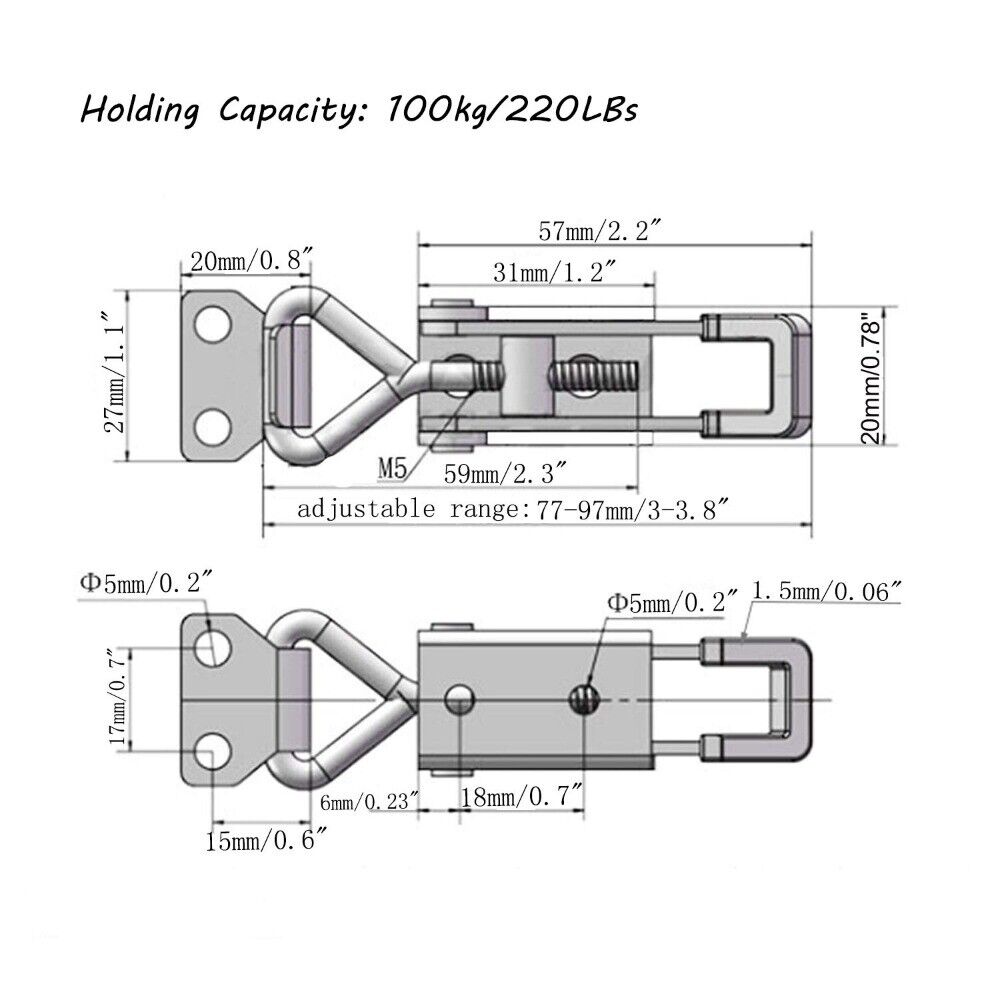 4x Stainless Steel Toggle Latch Clamp Silver Quick Release Lock Buckle Worker