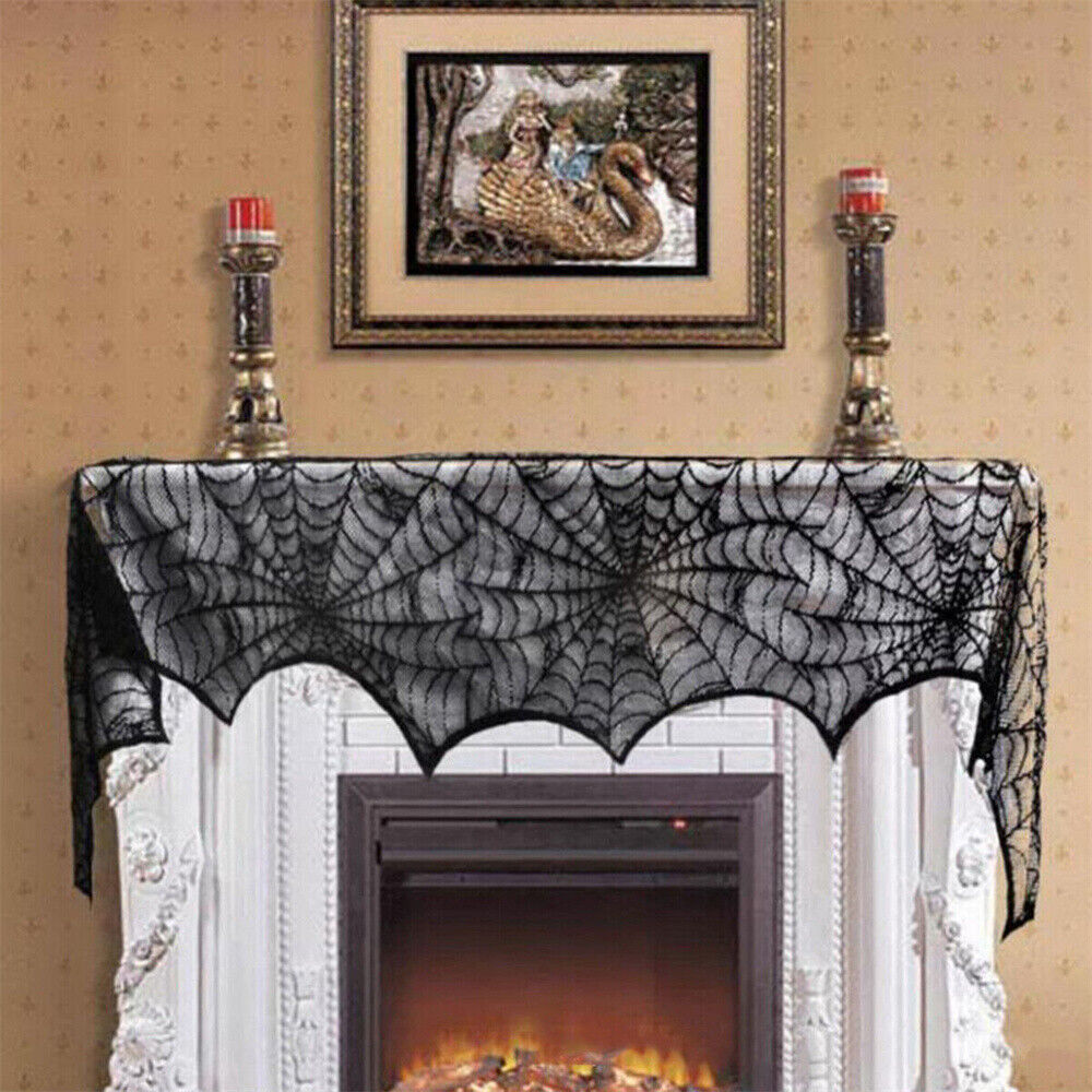 Halloween Table Cloth Fireplace Party Window Spider Web Cobweb Decoration