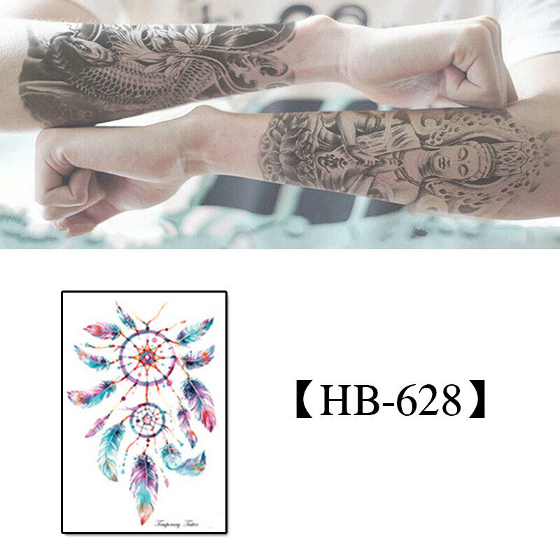 2Pcs Temporary Tattoo Sticker Waterproof Large Fake Tattoos Removable Body Art B