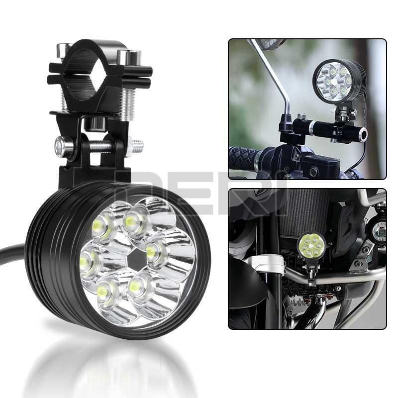 2x Motorcycle Spotlights LED Driving Fog Head Light Spot Lamps White Hi/Lo Beam