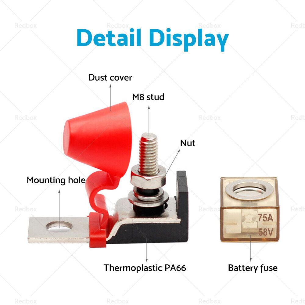 M8 TERMINAL FUSE BLOCK STUD 8mm 75A 58V waterproof fuse box with cooling holes