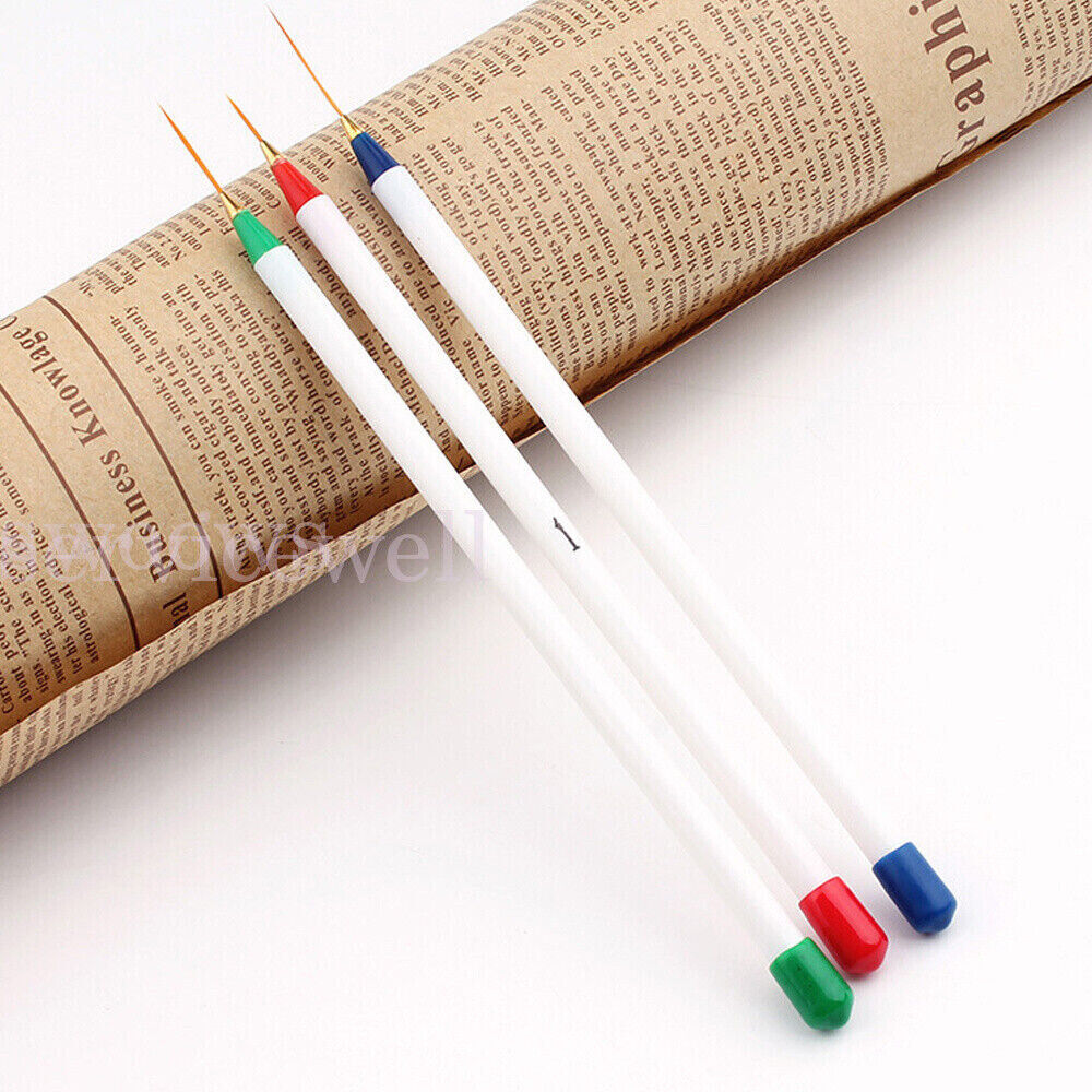 3/5Pc Acrylic Nail Art Liner Pen UV Gel Painting Drawing Brush Manicure Tool Kit