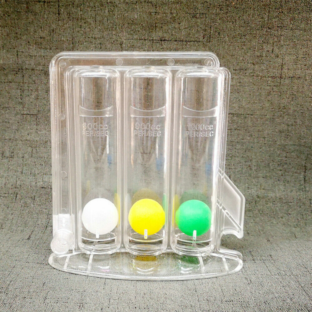 3 Ball Spirometer Respiratory Therapy Deep Breath Breathing Lung Exerciser New