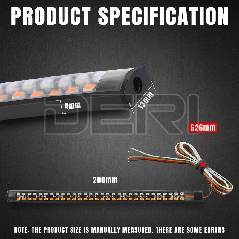 2x Flexible LED Motorcycle Light Strip Rear Tail Brake Stop Flowing Turn Signal