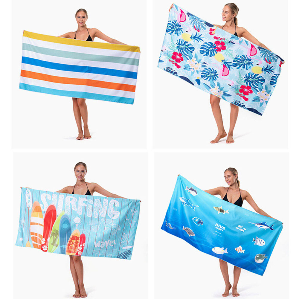 Sand Free XL Beach Towel + Bag Quick Dry Microfibre Compact Light 80x160cm Swim