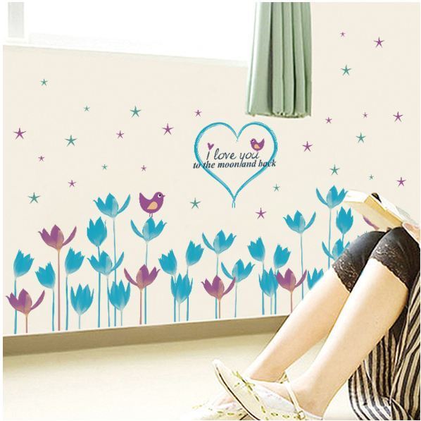 Wall Border stickers Tulip Flower Love Removable Decals Kids Nursery Decor Mural