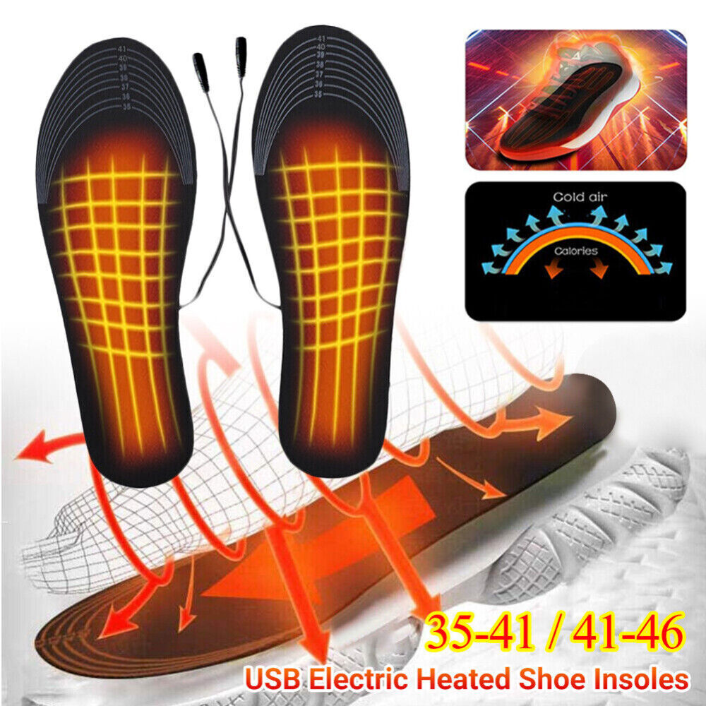 USB Electric Heated Shoe Insoles Feet Heater Foot Winter Warmer Pads Warm Socks