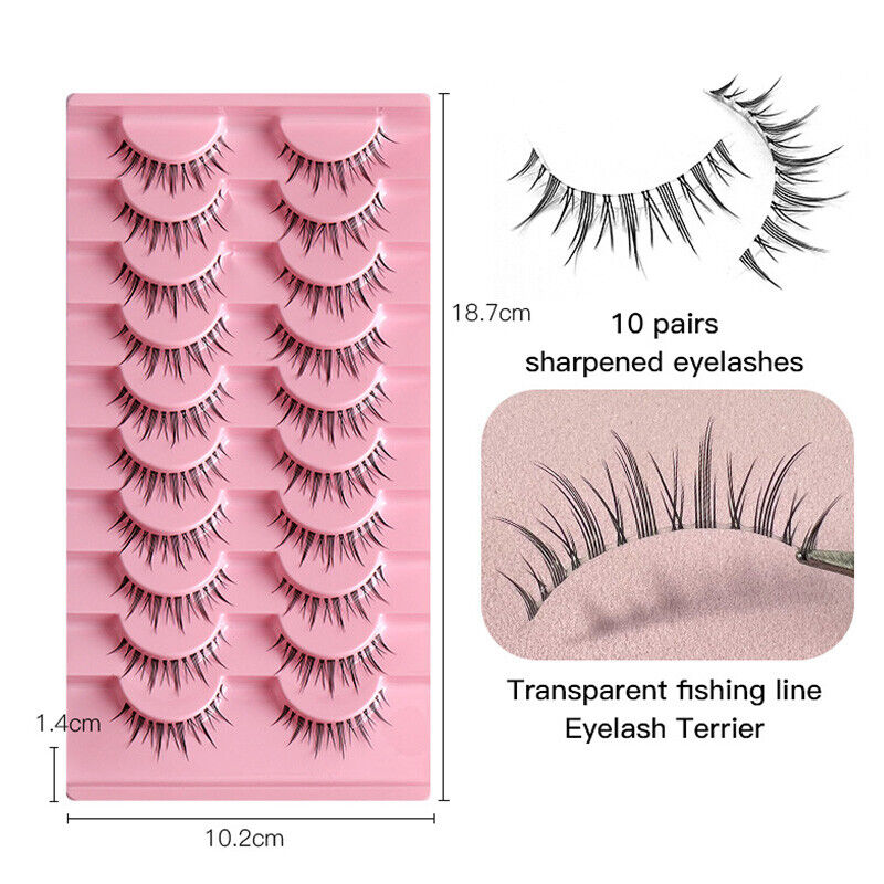 10 Pairs Faux Mink Fake Eyelashes Natural Short Cross Wispy Makeup False Lashes