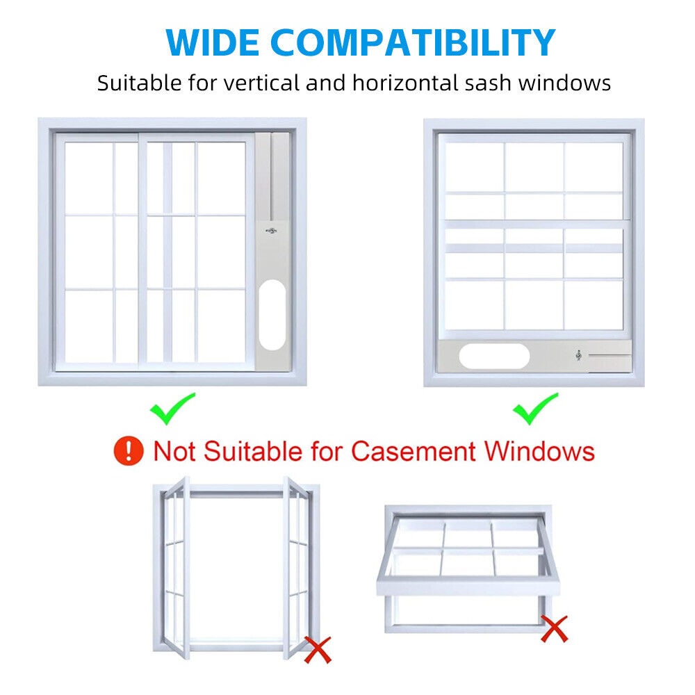 3pcs For Portable Air Conditioner Window Slide Kit Plate White w/ Screws