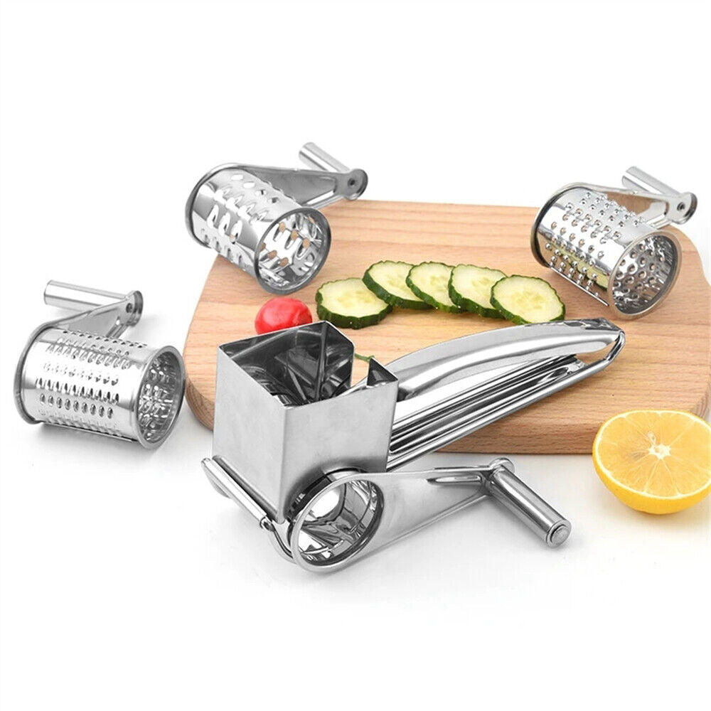 4 Set Multifunction Rotary Cheese Grater Hand Held Cut Slicer Stainless Steel