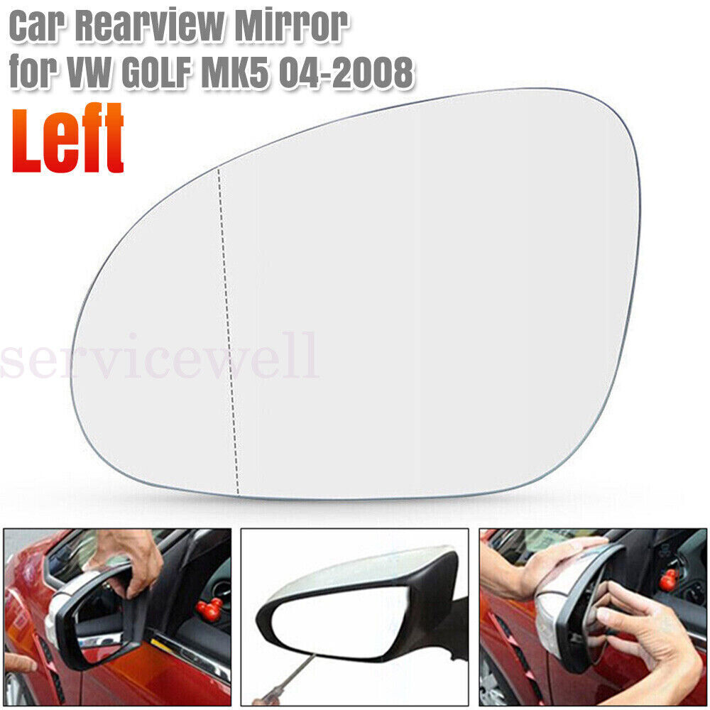 PASSENGER SIDE LEFT MIRROR GLASS FOR VW GOLF MK5 04-2008 WITH HEATED BACK BASE