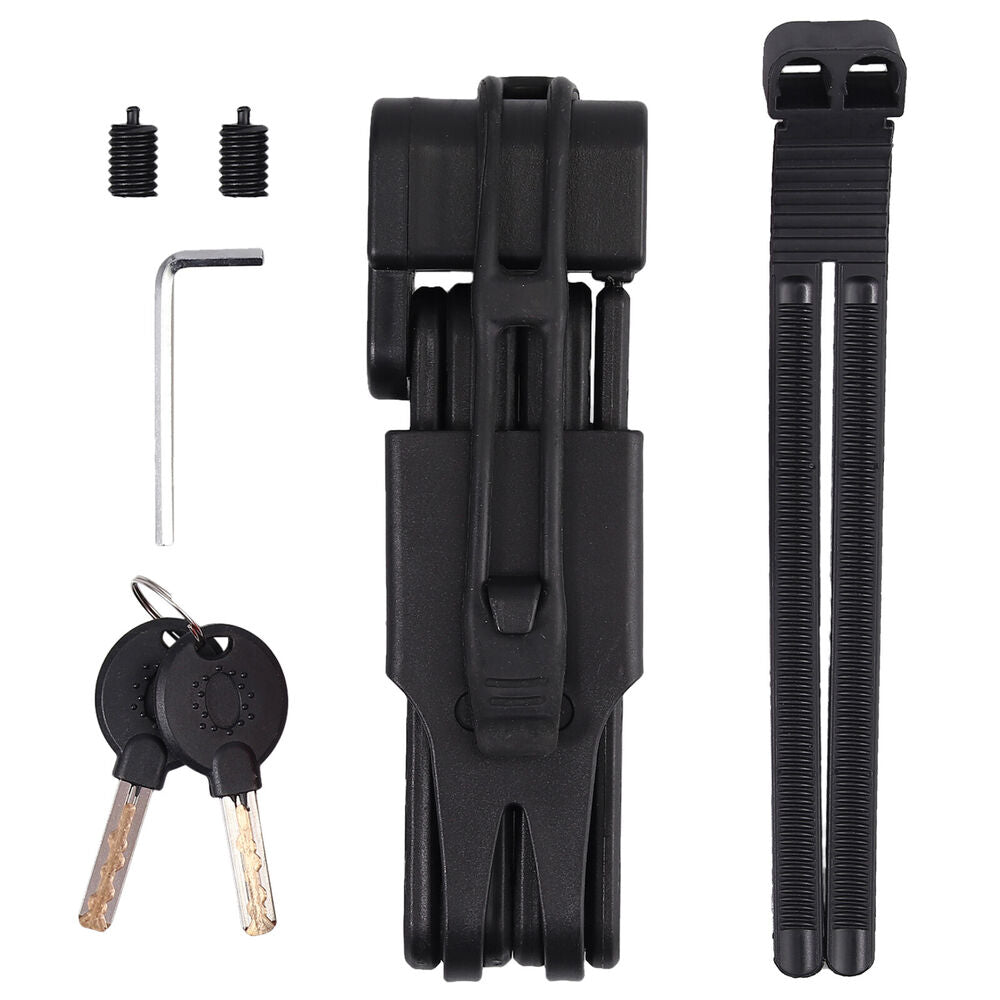 Folding Bicycle Cable Lock Steel MTB Road Bike Security Anti-Theft Kit Black