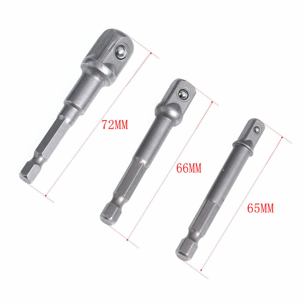 3x Impact Grade Socket Adapter Set 3 Pieces Extension Sets 1/4", 3/8", and 1/2"