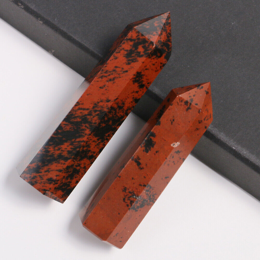 4~8cm Natural Mahogany Red Obsidian Obelisk Tower Crystal Quartz Point Wand