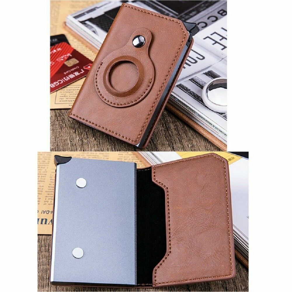 Men Wallet Leather Smart Money Clip Card Holder RFID Blocking For AirTag Cover