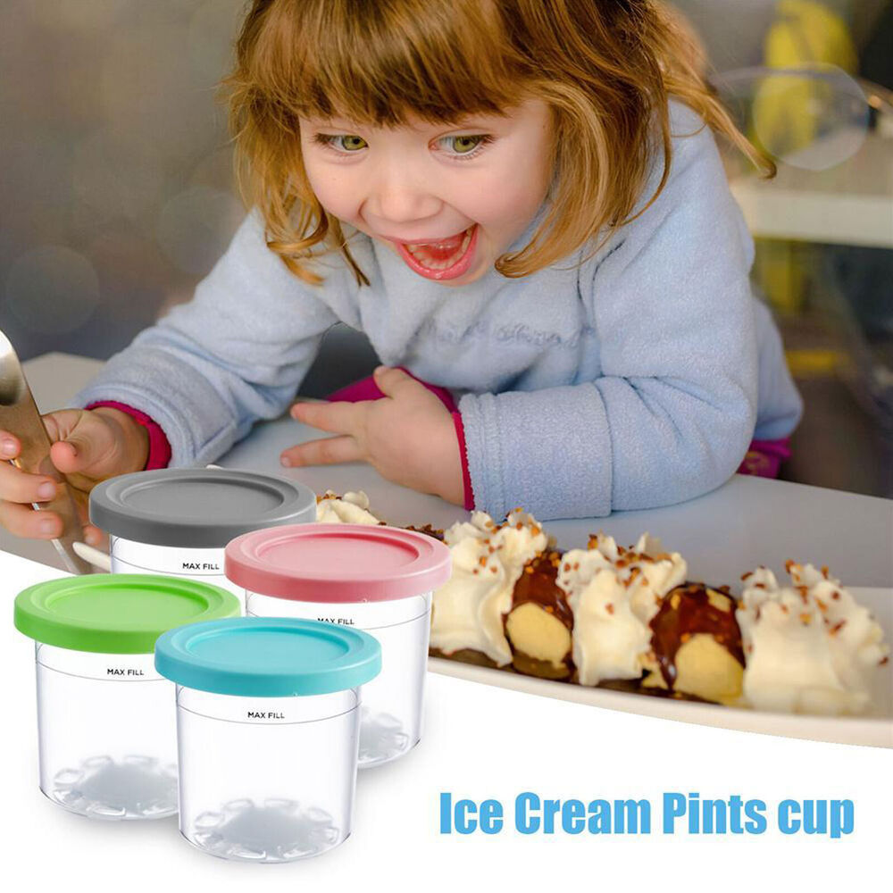 2xCream Pints Cup with Lids Ice Cream Containers Storage Jars For Ninja Creami