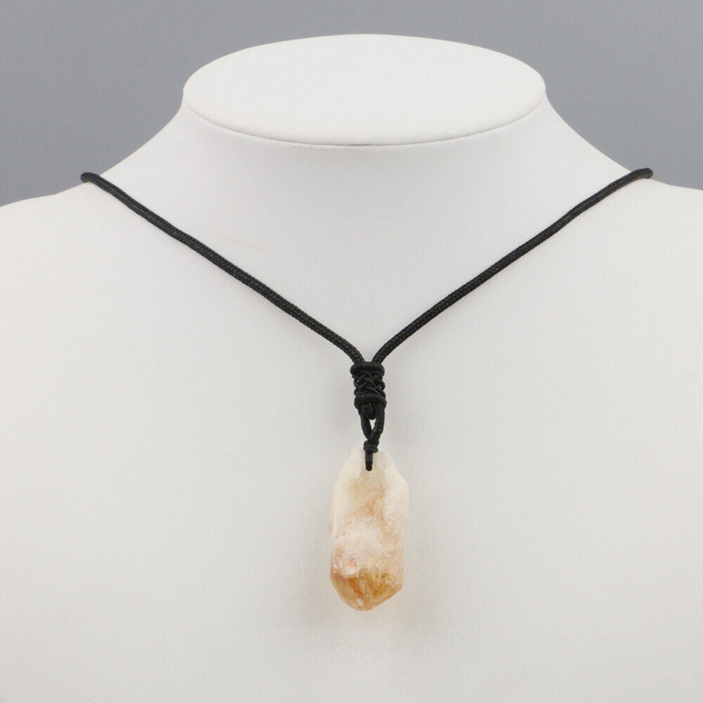 Natural Citrine Crystal Pendant Necklace Gem Stone Quartz Reiki Healing