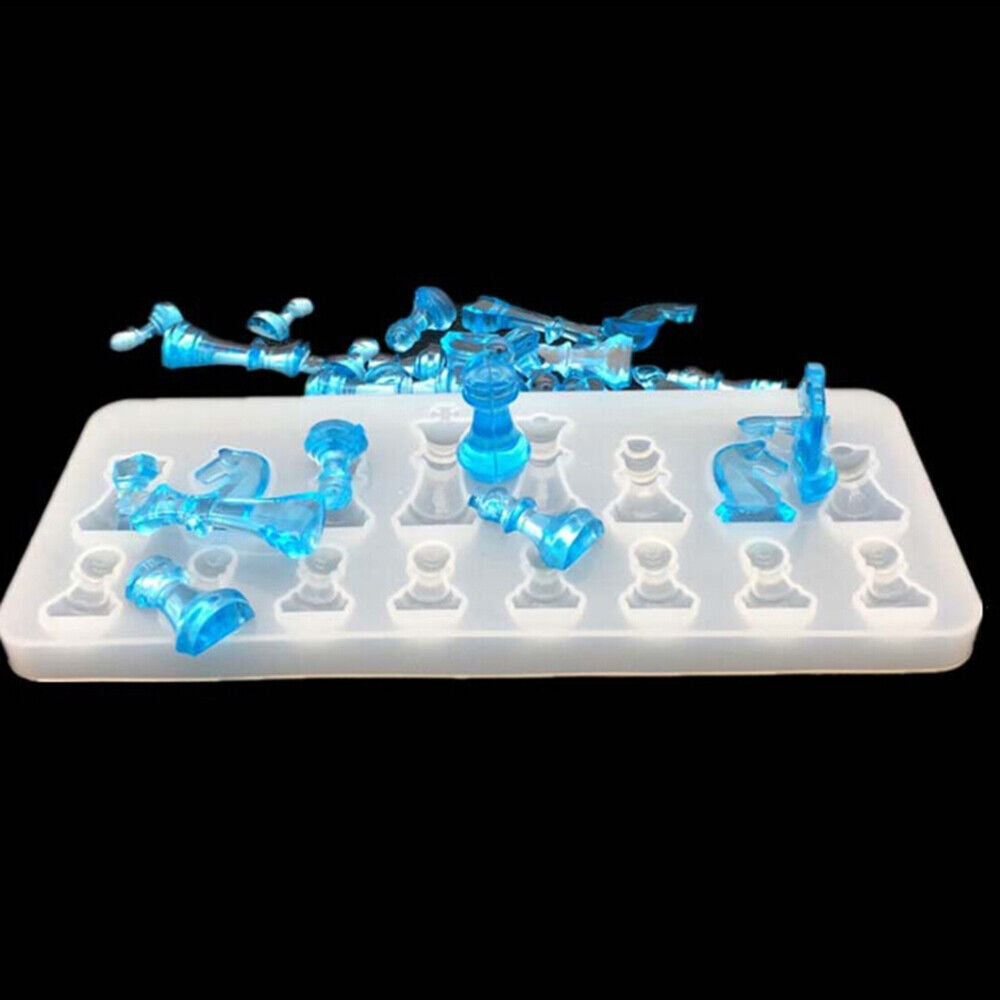 International Chess Checkers Silicone Mould Resin Epoxy Casting DIY Mold Tool