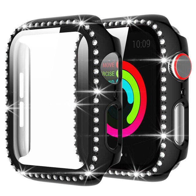 For Apple Watch SE 40mm 44mm 41mm 45mm Bling Diamond Case With Screen Protector