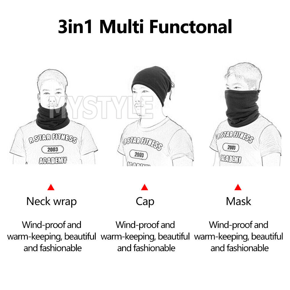 Motorbike Bike Thermal Neck Warmer Gaiter Face Mask Snood Hat Scarf Bandana