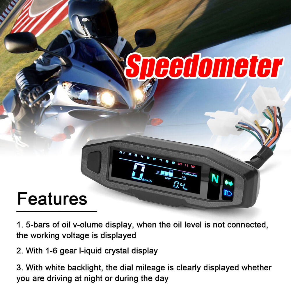 Universal LCD Digital Motorcycle Meter Speedometer Digital Odo-meter Electric