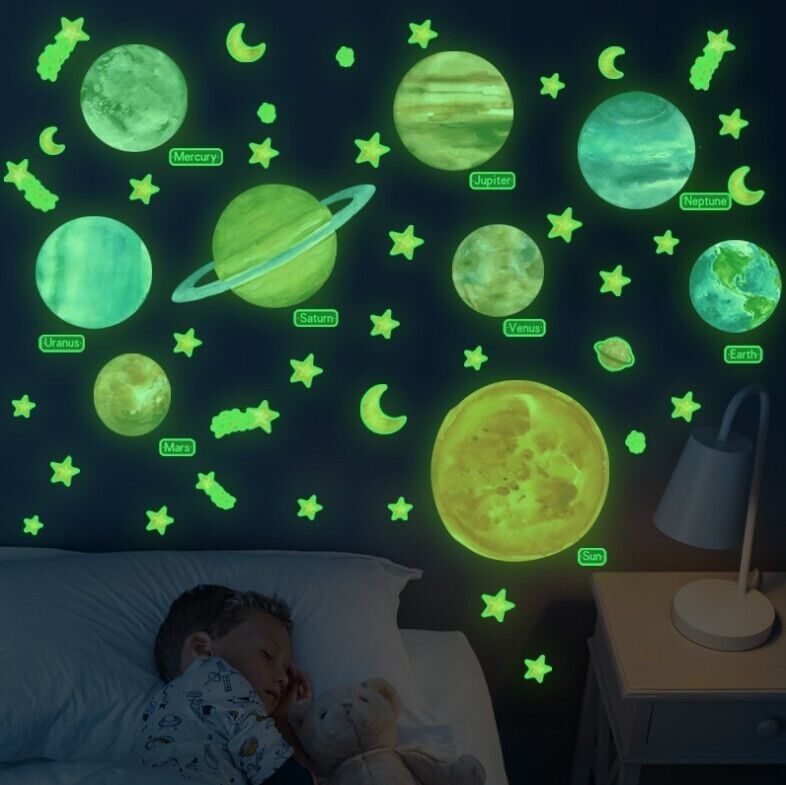 Glow In The Dark Galaxy Planets Wall Decal Sticker Ceiling Home Room Decor