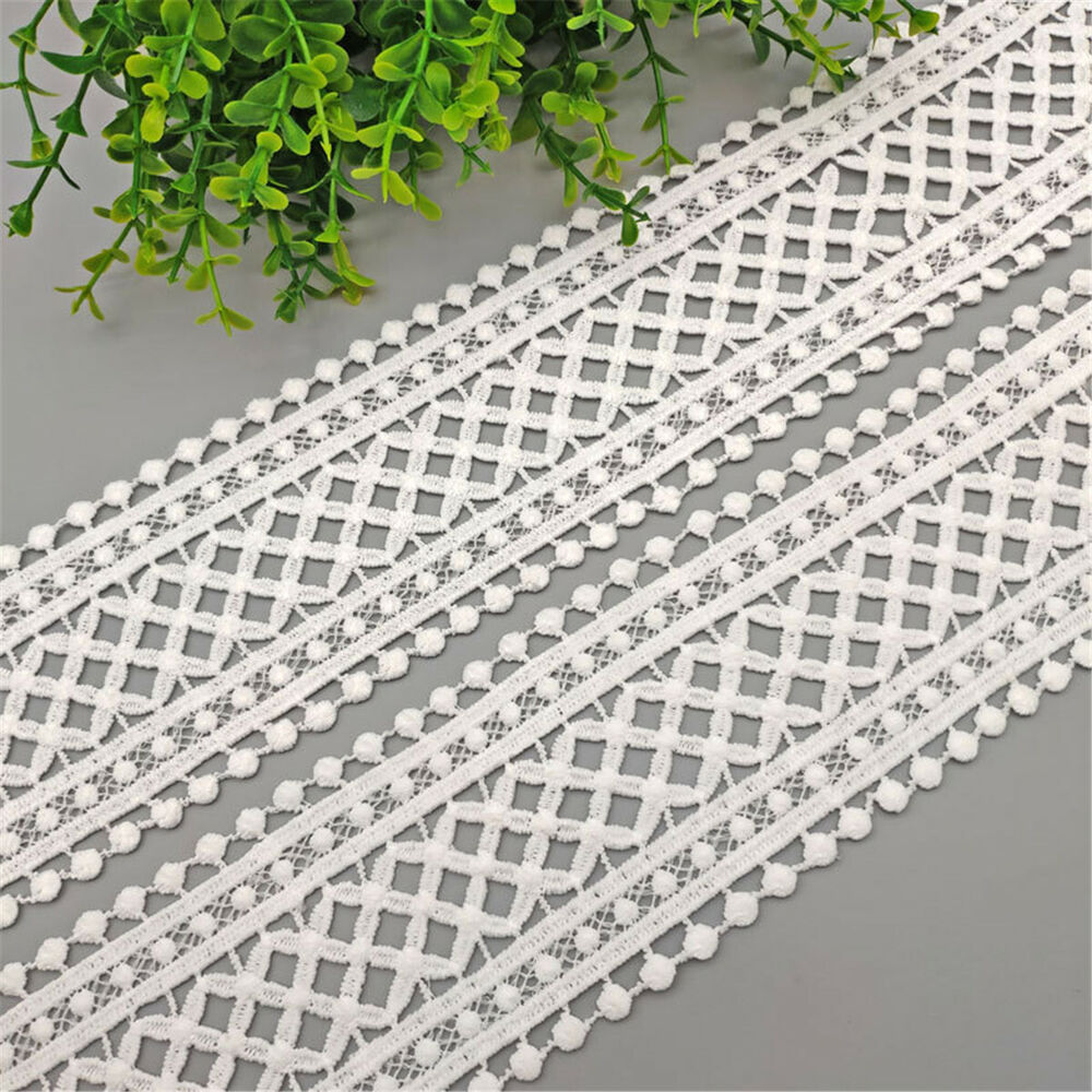 1 Yard Black White Hollow Floral Embroidered Lace Trim Ribbon DIY Apparel Sewing