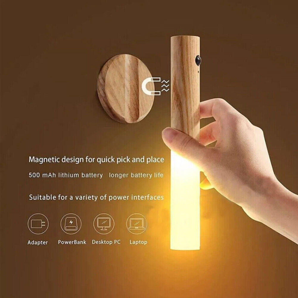 2pcs Wireless USB Rechargeable Night Light Motion Sensor LED Wall Light Magnetic Lamp