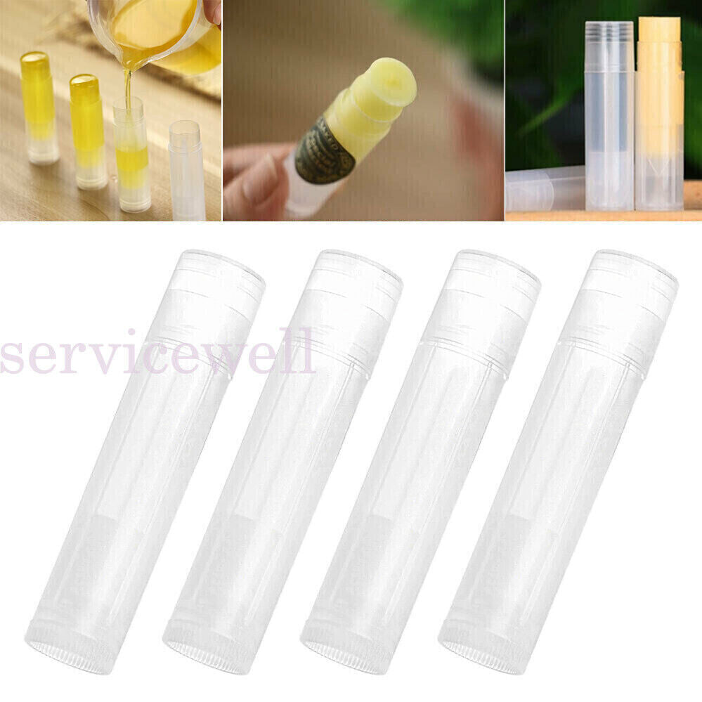 50x Clear Lip Balm Tubes Caps 5g Transparent Empty Lipstick Container