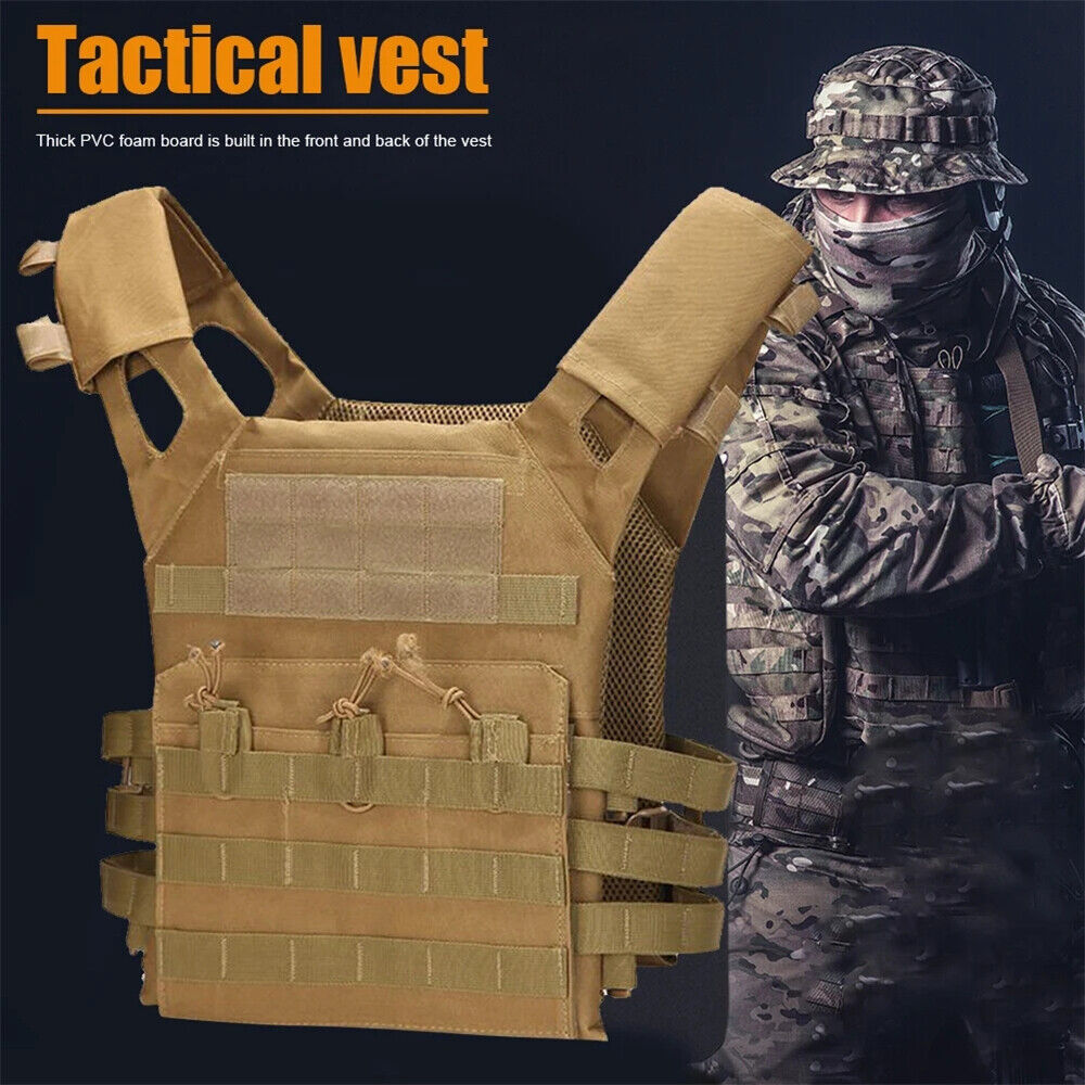 Military Tactical Vest Airsoft Combat Plate Carrier Paintball Hunting Adjustable