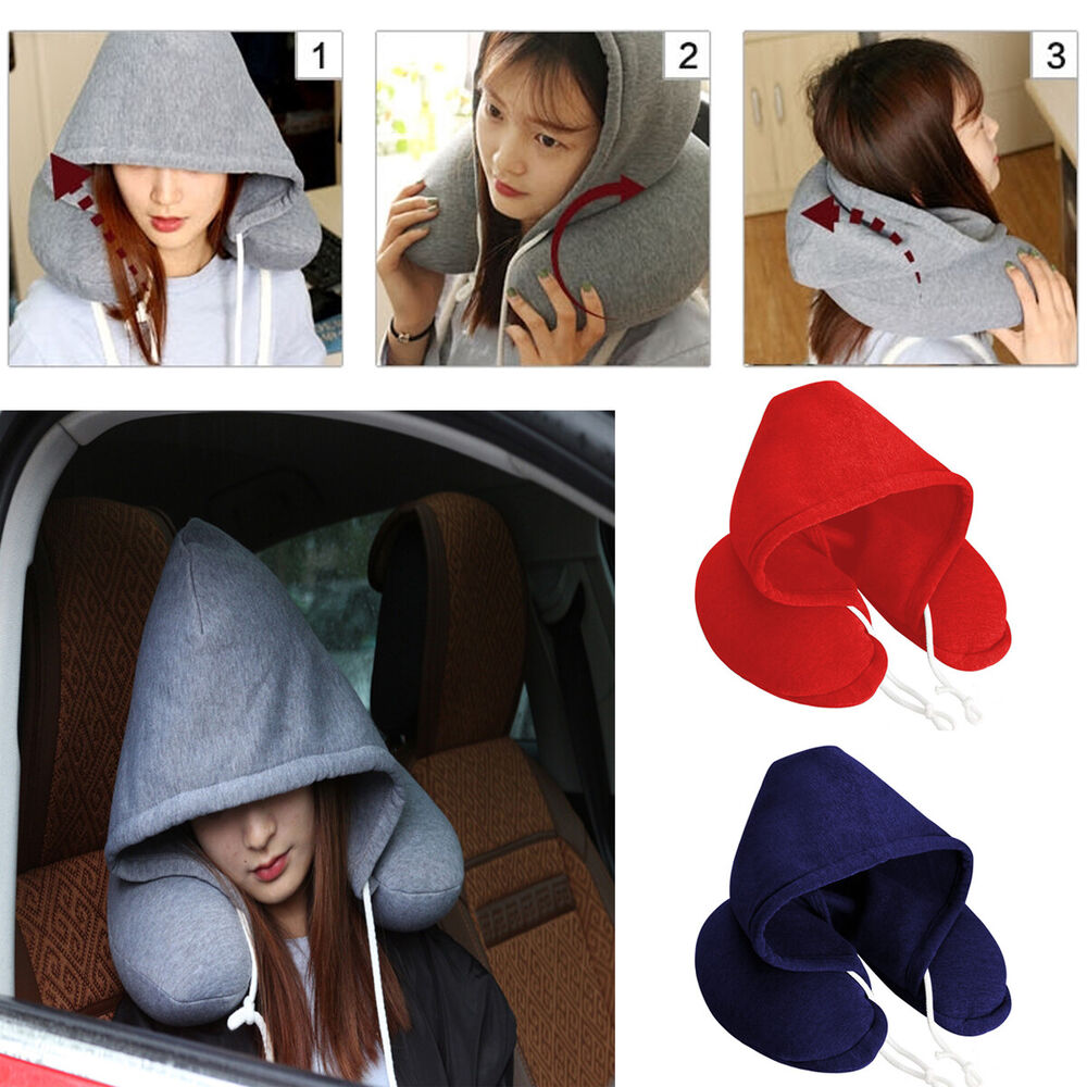 Soft Comfortable Hooded Neck Travel Pillow U Shape Airplane Pillow with Hoodie