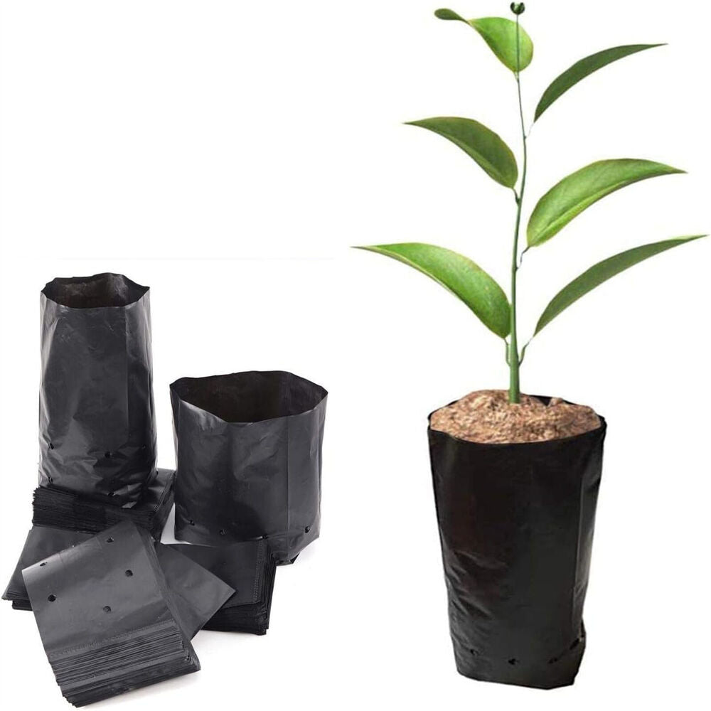 100PCS Black PE Nursery Bags Plant Grow Bags Pot Garden Yard Planting Pouch Bag