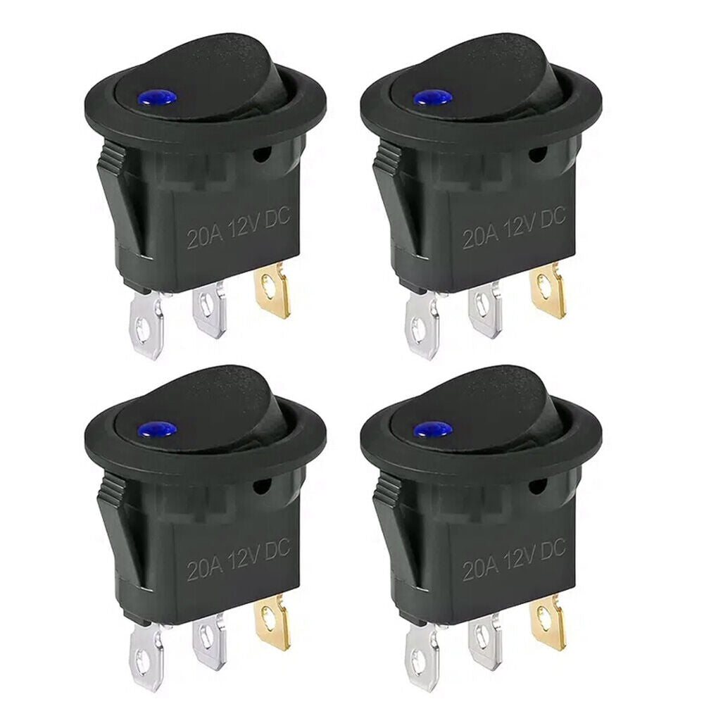 4Pcs Rocker Button with LED Light Useful DC 12V 20A Toggle Buttons for Boat Car