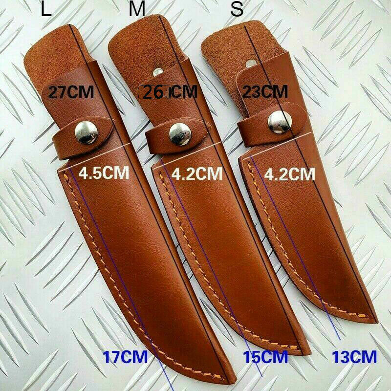 Portable Cowhide Leather Straight Knife Sheath Pouch Cover For Fixed Blade Cover