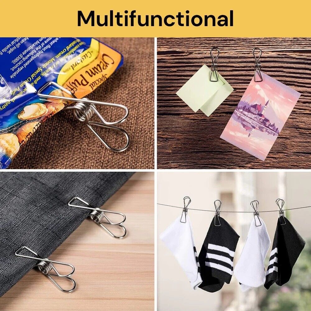 NEW Stainless Steel Clothes Pegs Hanging Clips Pins Laundry Windproof Clamp Tool