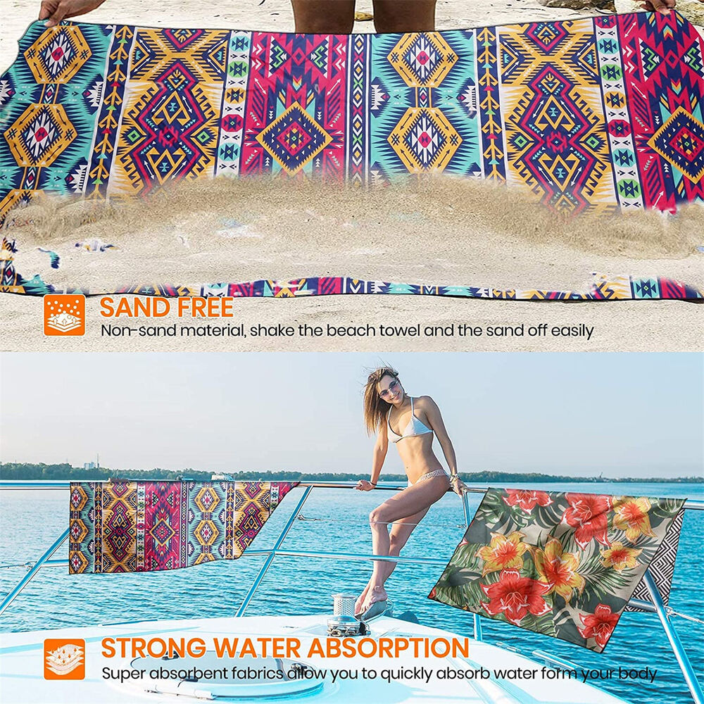 Sand Free XL Beach Towel + Bag Quick Dry Microfibre Compact Light 80x160cm Swim