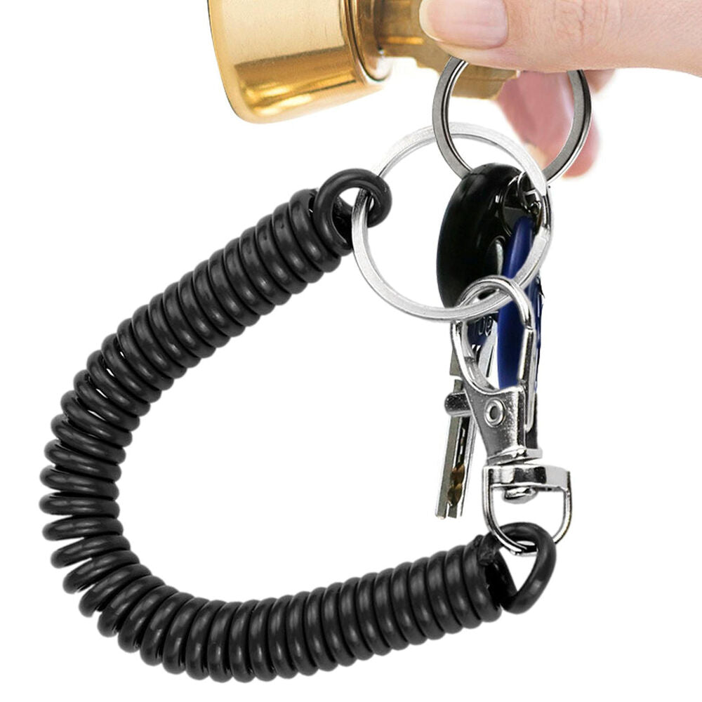 Retractable Coiled Fishing Lanyard Safety Rope Tether Grippers Rods Camping Tool