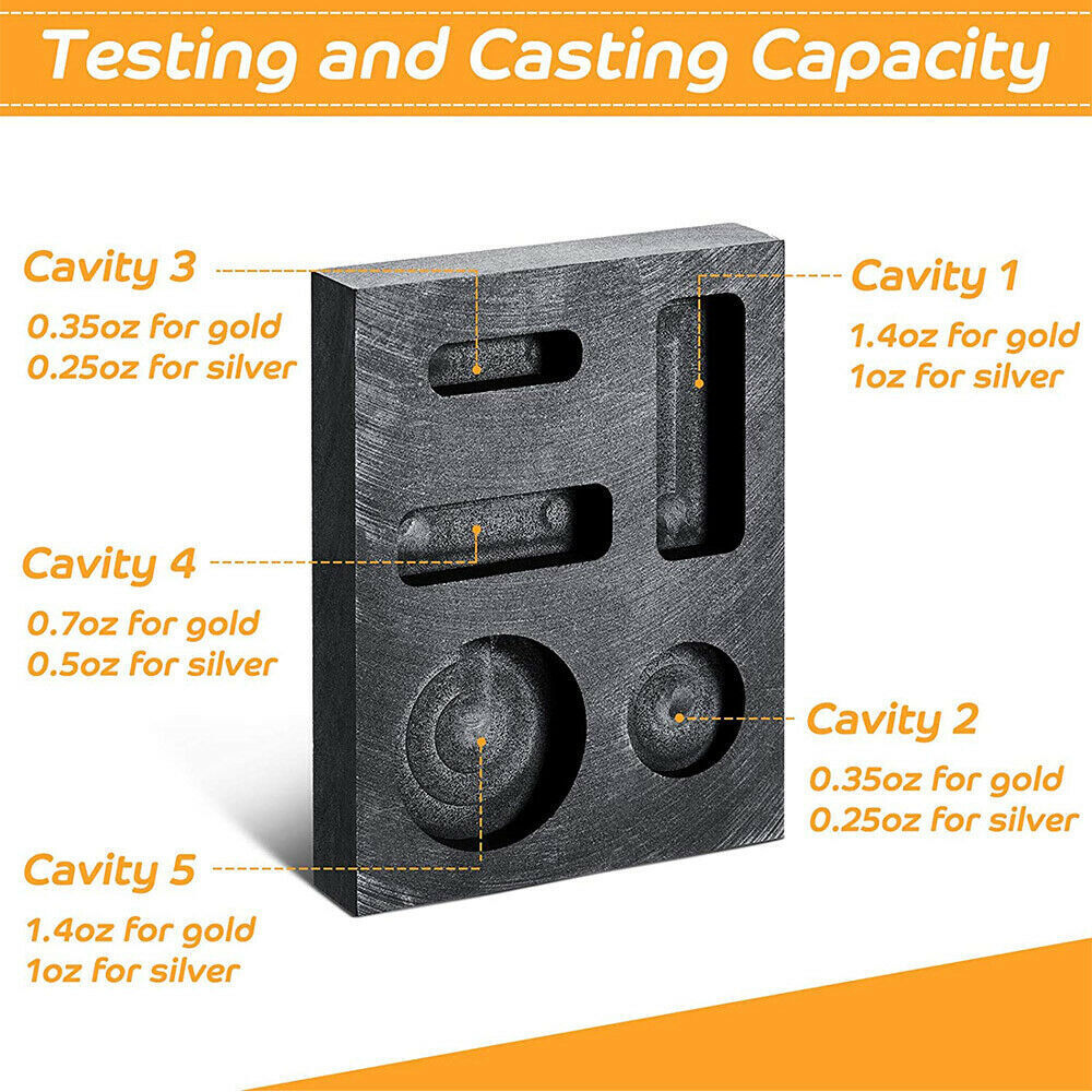 Mini Graphite Ingot Mold Mould Crucible Gold Silver Copper Metal Melting Casting