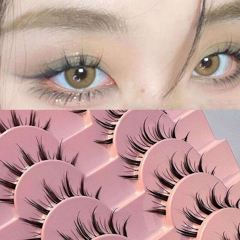 10 Pairs Faux Mink Fake Eyelashes Natural Short Cross Wispy Makeup False Lashes