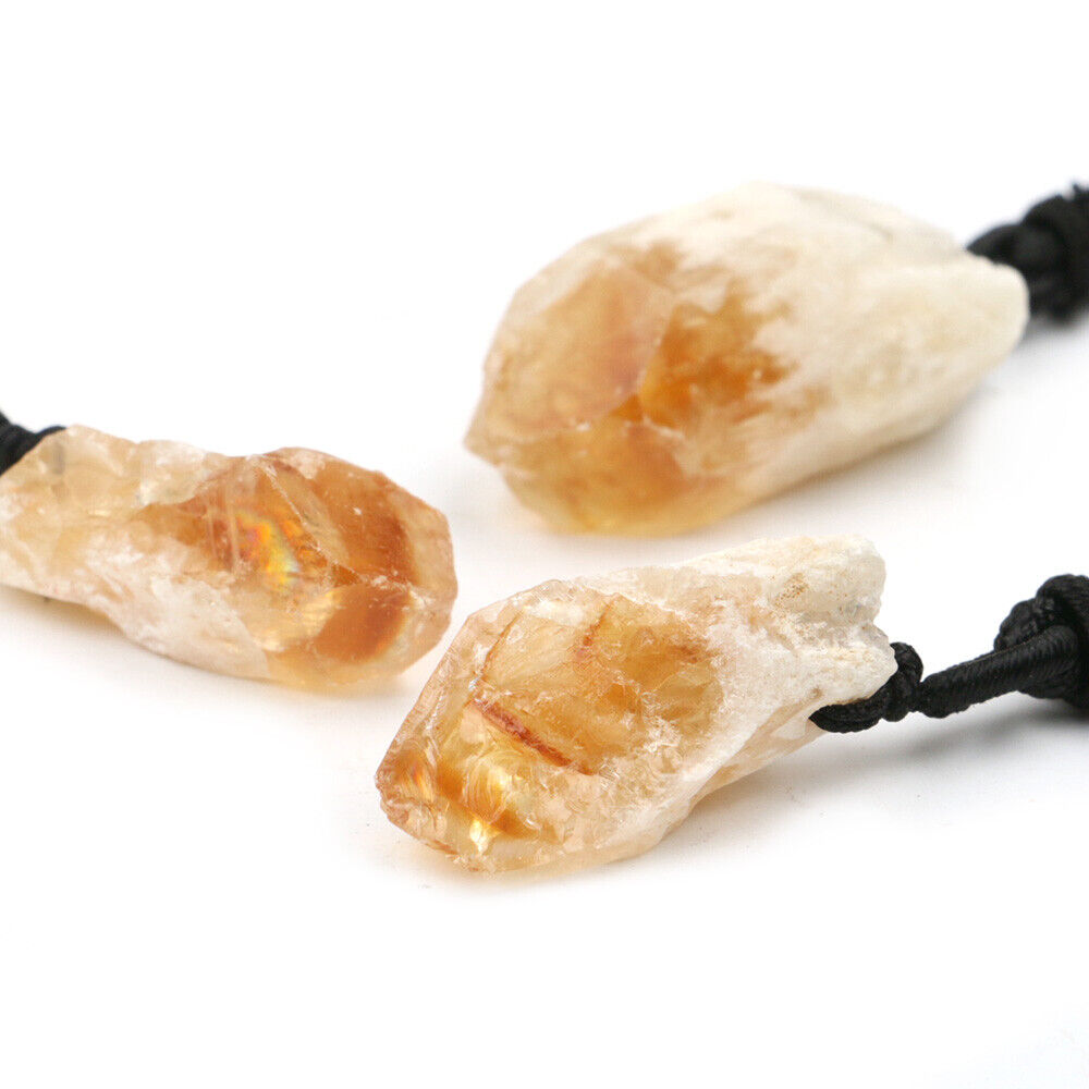 Natural Citrine Crystal Pendant Necklace Gem Stone Quartz Reiki Healing