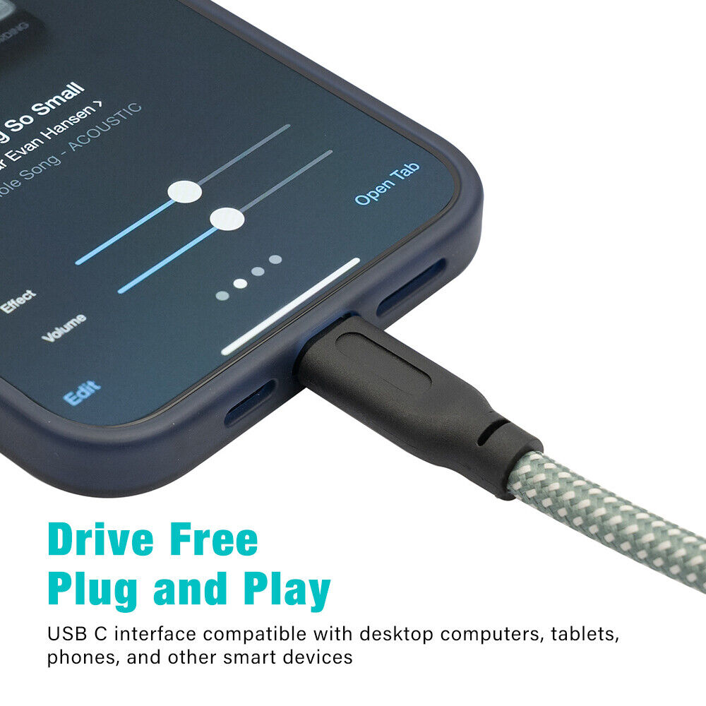 For Electric Guitar Piano USB Type C To 6.35mm TS Audio Interconnect Aux Cable