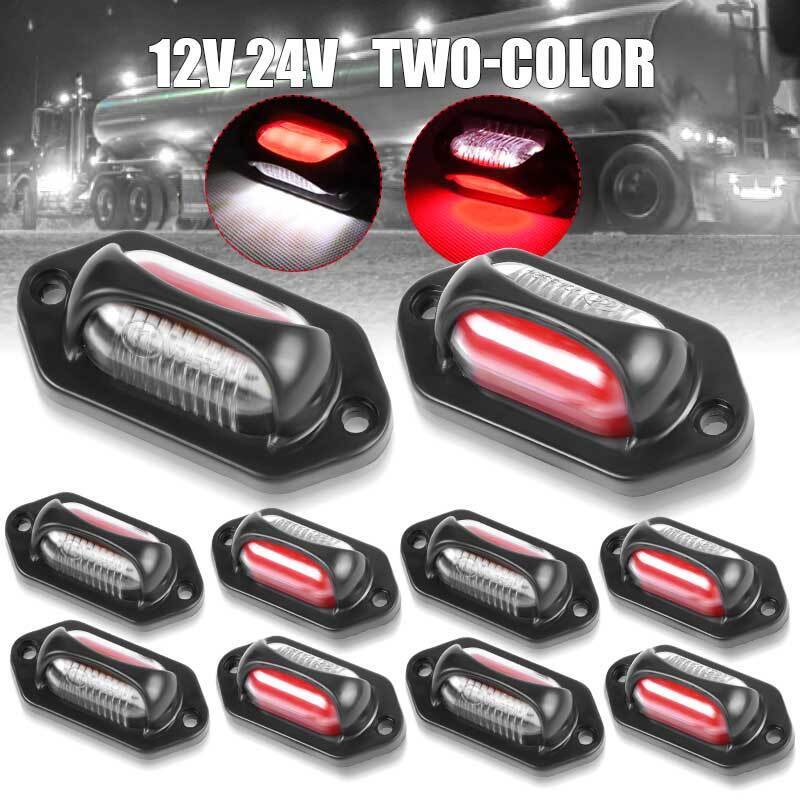 10pcs 6 LED License Number Plate Light Side Lamp for Truck SUV Trailer Lorry 12/24V