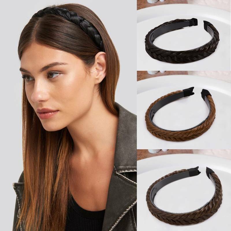 Women Braided Synthetic Plait Plaited Elastic Hair Accessories Band Headband